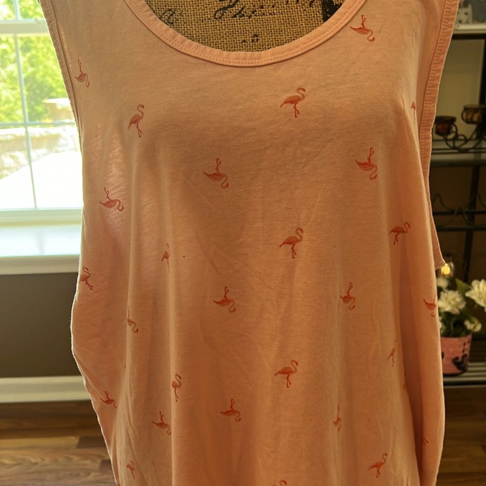 πFINAL PRICEβΌοΈ Old navy size XL long light pink with pink flamingos tank top - Picture 2 of 4